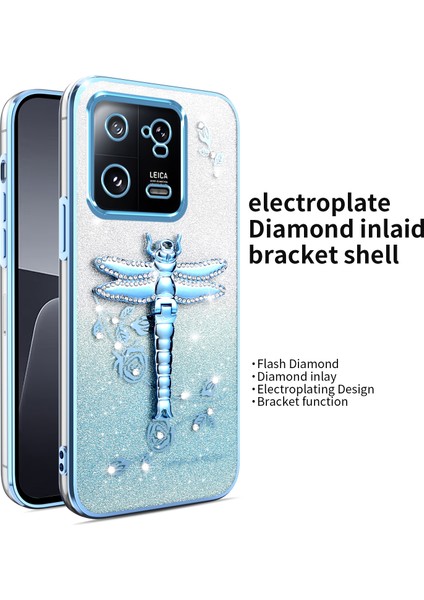 Xiaomi 13 Kılıf Dragonfly Tpu Çiçekler Parıltılı Telefon Kapağı-Mavi (Yurt Dışından) fırsatları