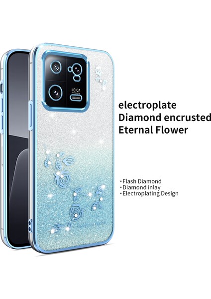 Xiaomi 13 Kılıf Dragonfly Tpu Çiçekler Parıltılı Telefon Kapağı-Mavi (Yurt Dışından) indirimleri
