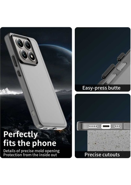 Xiaomi 14T Pro Kılıf PC+TPU+PET Mat Düşme Önleyici Telefon Arka Kapak-Siyah (Yurt Dışından) modelleri