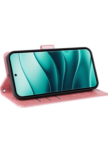 Xiaomi Redmi Note 14 Pro+ 5G-Note 14 Pro 5G Çiçek Baskı Cüzdan Kapağı-Pembe (Yurt Dışından)