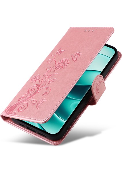 Xiaomi Redmi Note 14 Pro+ 5G-Note 14 Pro 5G Çiçek Baskı Cüzdan Kapağı-Pembe (Yurt Dışından)