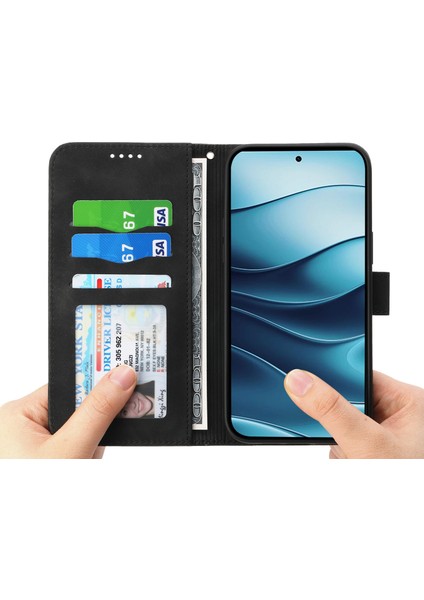 Dıerfeng Df-03 Xiaomi Redmi Note 14 5G-14 4G Hatları Baskı Cüzdan Telefon Kapağı-Siyah (Yurt Dışından) fiyatları