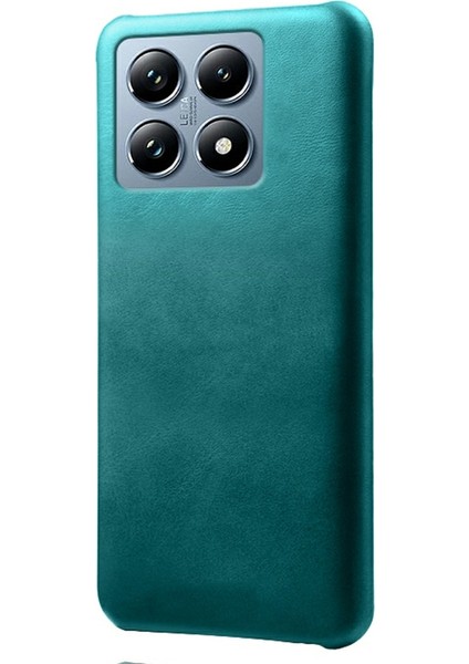 Xiaomi 14T Pro Kılıf Buzağı Dokusu Pu Deri Sert Pc Koruyucu Telefon Kapağı-Yeşil (Yurt Dışından)
