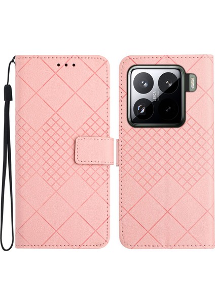 Xiaomi 15 Künye Pu Deri Flip Folyo Kapak-Pembe (Yurt Dışından)