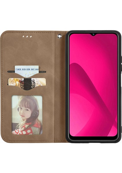 Xiaomi Redmi Için 14C 4G-14R 5G-Poco C75 4G Cilt Dokunmatik Duygu Kart Tutucu Telefon Kapağı Manyetik Emme-Kahverengi (Yurt Dışından)