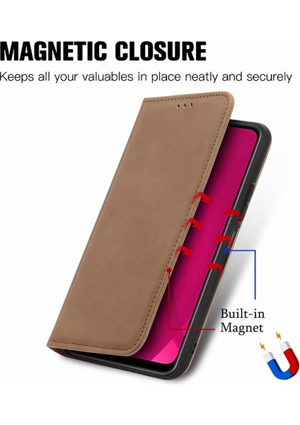 Xiaomi Redmi Için 14C 4G-14R 5G-Poco C75 4G Cilt Dokunmatik Duygu Kart Tutucu Telefon Kapağı Manyetik Emme-Kahverengi (Yurt Dışından)