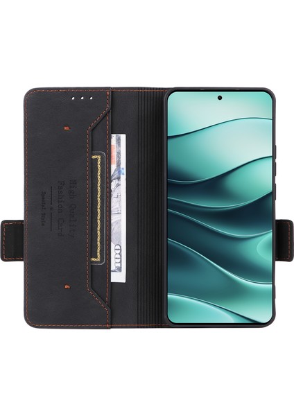 Xiaomi Redmi Note 14 4G Kılıf Deri Cüzdan Çevirmeli Telefon Kapağı Donanım Dekorlu-Siyah (Yurt Dışından) fiyatları
