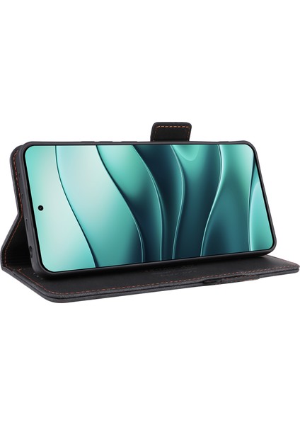 Xiaomi Redmi Note 14 4G Kılıf Deri Cüzdan Çevirmeli Telefon Kapağı Donanım Dekorlu-Siyah (Yurt Dışından) modelleri