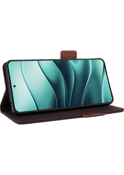 Xiaomi Redmi Note 14 4G Kılıf Deri Cüzdan Çevirme Telefon Kapağı Donanım Dekoru-Kahve Için (Yurt Dışından)