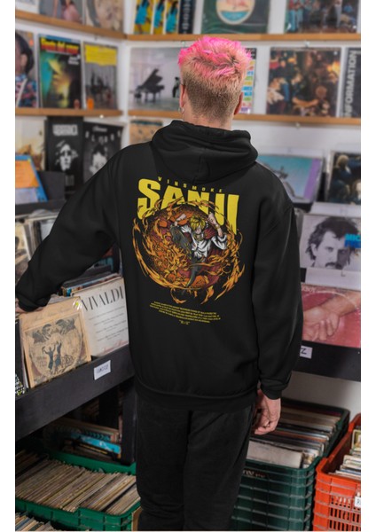 One Piece Sanji Sırt Baskılı Kapüşonlu Sweatshirt, Unisex Oversize Anime Baskılı Hoodie modelleri