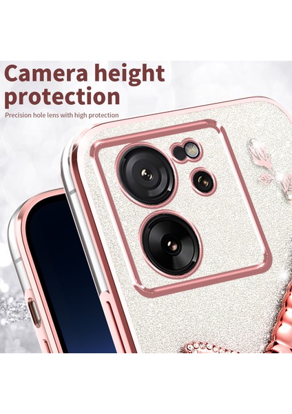 Xiaomi 13T-13T Pro Kılıf Dragonfly Tpu Çiçekler Glitter Telefon Kapağı-Mor Için (Yurt Dışından)