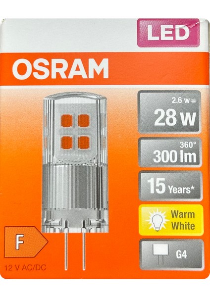 (6 Adet) Osram 2,6W (28W) 2700K (Sarı Işık) G4 Duylu Led Kapsül Ampul