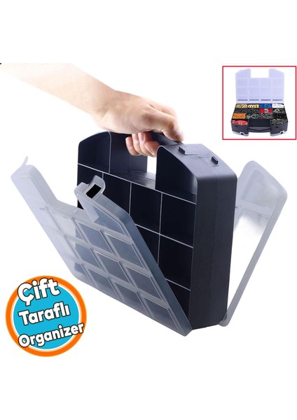 24 Bölmeli Organizer Kutu Çift Taraflı Küçük Malzeme Alet Takım Çantası