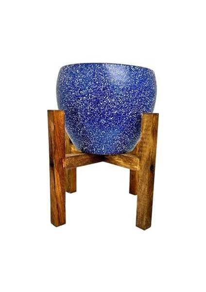 Lacivert Granit Toprak Saksı 4 Ayaklı - 15 cm