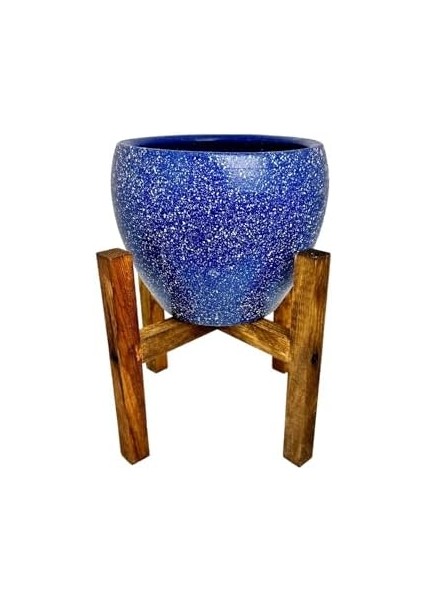 Lacivert Granit Toprak Saksı 4 Ayaklı - 15 cm