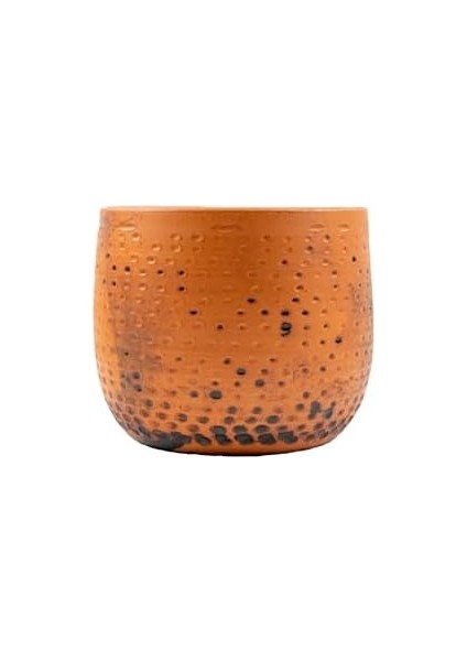 Siyah Nokta Desenli Toprak Saksı - 19 cm