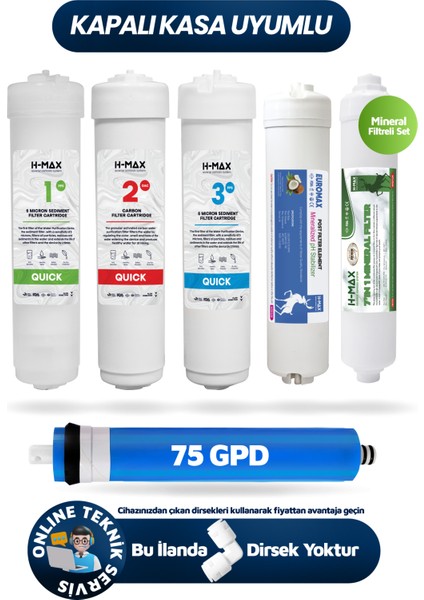 Quick Type 6'lı Filtre Seti Membranlı Kapalı Kasa Su Arıtma Cihazları Uyumlu - 0072