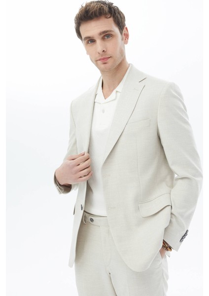 Taş Desenli Modern Fit Takım Elbise