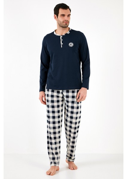 Kareli Pamuklu Regular Fit Uzun Kollu Pijama Takımı Erkek PİJAMA TAKIMI 60961003