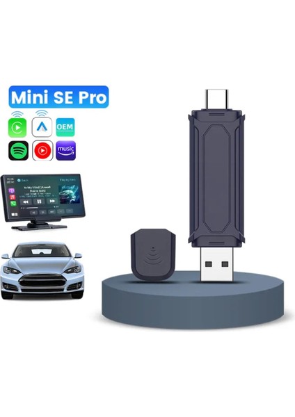 Mini 5 Pro Kablosuz Araç Adaptörü 2in1 Carplay & Android Auto Hızlı Bluetooth Wifi 2025 Yeni Model