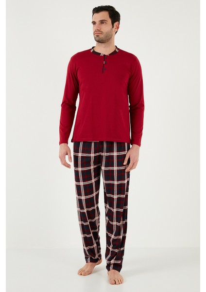Ekoseli Pamuklu Regular Fit Uzun Kollu Pijama Takımı Erkek PİJAMA TAKIMI 60961005