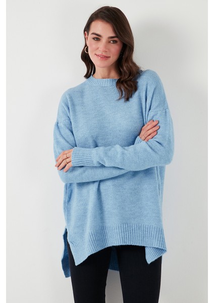 Rahat Kesim Yırtmaç Detaylı Bisiklet Yaka Kazak Bayan KAZAK 4616142Y fırsatları