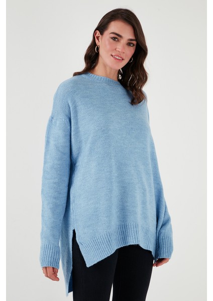 Rahat Kesim Yırtmaç Detaylı Bisiklet Yaka Kazak Bayan KAZAK 4616142Y indirimleri