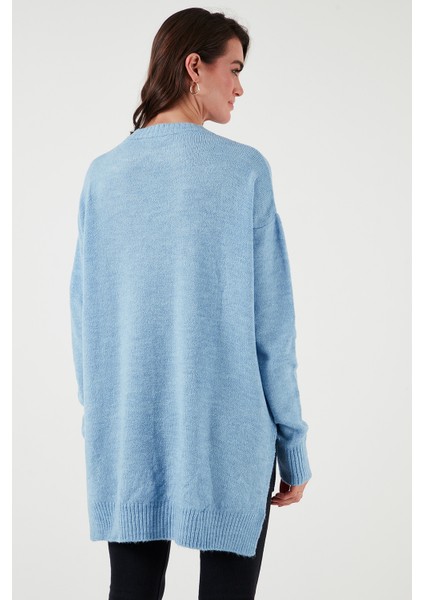 Rahat Kesim Yırtmaç Detaylı Bisiklet Yaka Kazak Bayan KAZAK 4616142Y