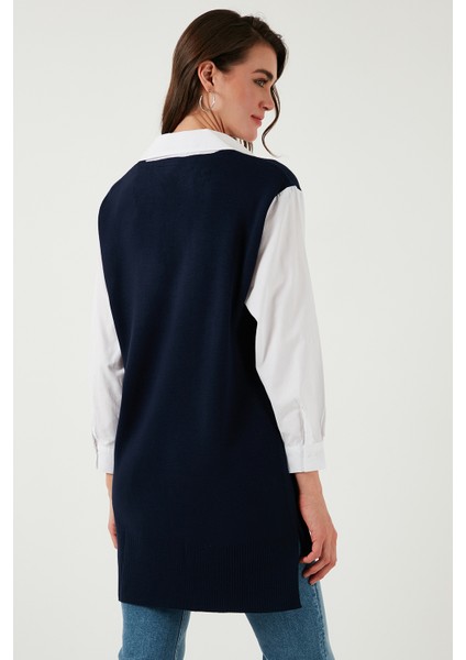 Modest Standart Fit Gömlek Yaka Tesettür Triko Tunik Bayan TUNİK 4612148