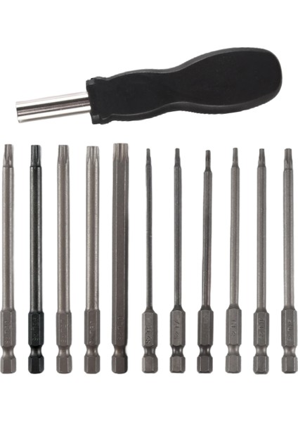 11 Paket 75MM Torx Tornavida Ucu Seti 1/4 Inç Altıgen Şaft T6-T40 Yıldız Alet Takımı 1 Saplı (Yurt Dışından)