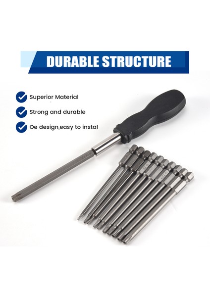11 Paket 75MM Torx Tornavida Ucu Seti 1/4 Inç Altıgen Şaft T6-T40 Yıldız Alet Takımı 1 Saplı (Yurt Dışından)