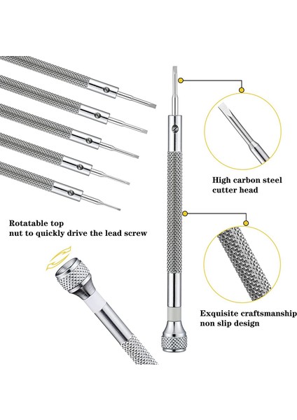 Mikro Hassas Mücevher Tornavidası 0.6-1.6mm 8 Parça Saat Seti 8 Ekstra Yedek Bıçakla (Yurt Dışından)