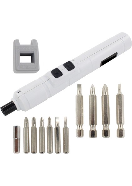 Mini Elektrikli Tornavida, Mini Elektrikli Tornavida USB Kablosuz Matkap Uçlu Kitler Esnek Şaft Seti Tornavidalar Elektrikli Alet, Gri (Yurt Dışından)
