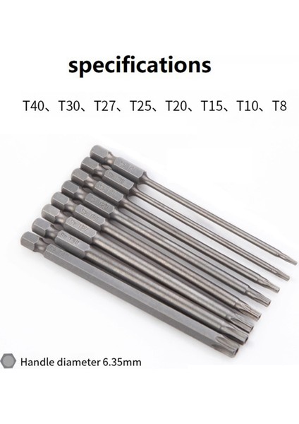 Tornavida Başlığı Seti, 8 Parça 100 mm Tornavida Seti S2 Çok Amaçlı Genişletilmiş Altıgen Saplı, Gümüş (Yurt Dışından)
