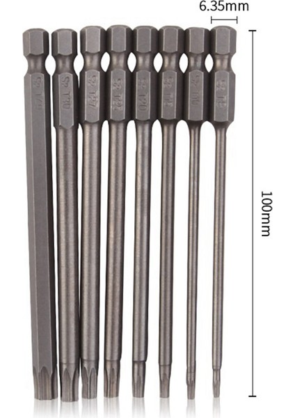 Tornavida Başlığı Seti, 8 Parça 100 mm Tornavida Seti S2 Çok Amaçlı Genişletilmiş Altıgen Saplı, Gümüş (Yurt Dışından)