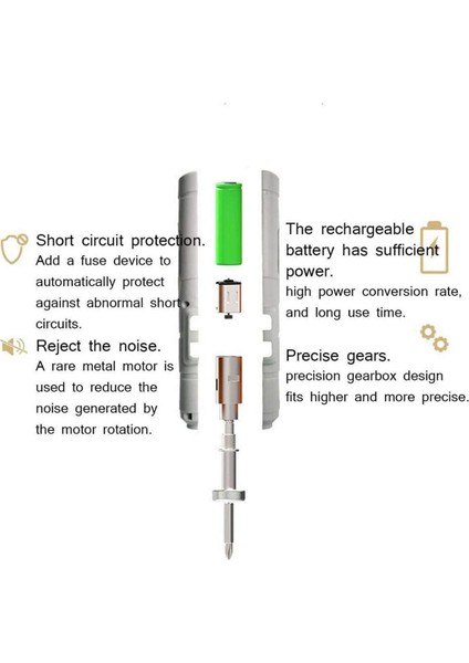 Mini Elektrikli Tornavida, Mini Elektrikli Tornavida USB Kablosuz Matkap Uçlu Kitler Esnek Şaft Seti Tornavidalar Elektrikli Alet, Gri (Yurt Dışından) modelleri