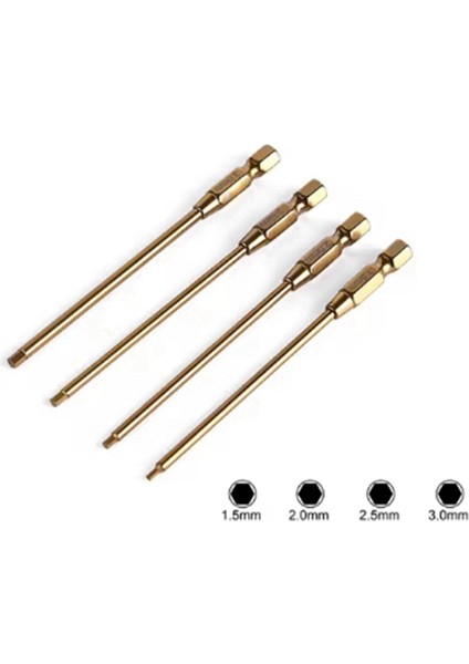 Tornavida Başlığı, 4'lü Paket Metal 1.5 2.0 2.5 3.0mm Altıgen Tornavida Seti Rc Modelleri Için, Gösterildiği Gibi (Yurt Dışından)
