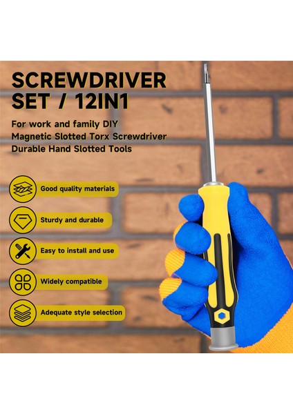 12'si 1 Arada Çok Işlevli Ev Tipi Tornavida Seti Özel Şekilli Çift Torx (Yurt Dışından)