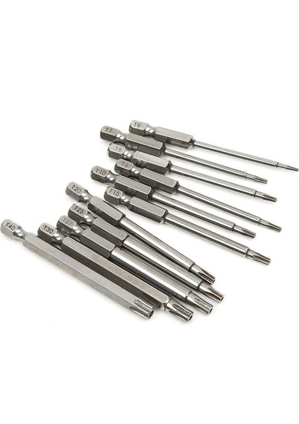Tornavida Ucu, 11 Adet Manyetik T6-T40 Torx Tornavida Ucu Seti Yıldız 6 Nokta Matkap Uçları Araçları 3 Inç Uzunluk, Gümüş (Yurt Dışından)
