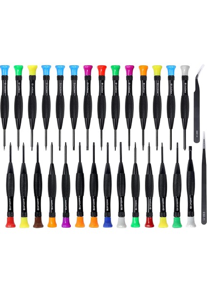 30'u 1 Arada Torx Tornavida Seti Manyetik Hassas Set Düz Uçlu Mini Tornavidalar Esd Cımbızlar (Yurt Dışından)