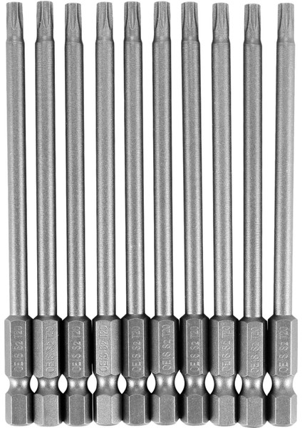 10 Adet 100MM Uzunluk 1/4 Inç Altıgen Şaft T20 Torx Güvenlik Tornavida Uçları, Gümüş Gri (Yurt Dışından)