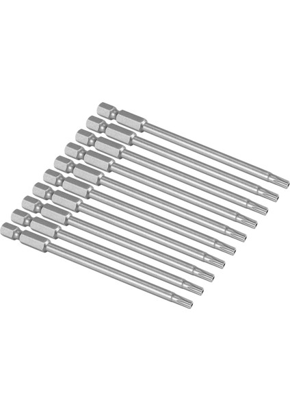 10 Adet 100MM Uzunluk 1/4 Inç Altıgen Şaft T20 Torx Güvenlik Tornavida Uçları, Gümüş Gri (Yurt Dışından)