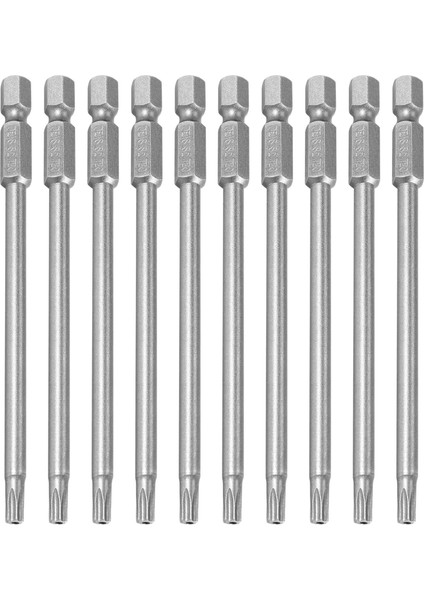 10 Adet 100MM Uzunluk 1/4 Inç Altıgen Şaft T20 Torx Güvenlik Tornavida Uçları, Gümüş Gri (Yurt Dışından)