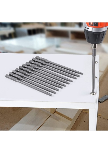 10 Adet 100MM Uzunluk 1/4 Inç Altıgen Şaft T20 Torx Güvenlik Tornavida Uçları, Gümüş Gri (Yurt Dışından)