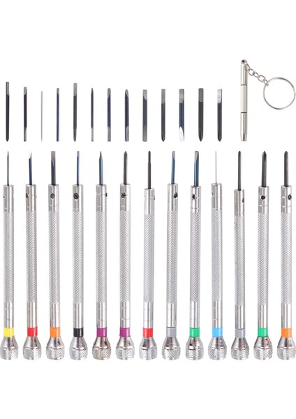 Takım Çelik Tornavida, 13 Parça Mini Hassas Saat Tornavida Mücevher Seti 0.6-2.0 mm Ekstra Yedek Bıçaklarla, Gümüş (Yurt Dışından) fiyatları