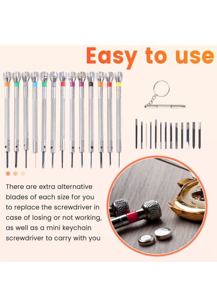 Takım Çelik Tornavida, 13 Parça Mini Hassas Saat Tornavida Mücevher Seti 0.6-2.0 mm Ekstra Yedek Bıçaklarla, Gümüş (Yurt Dışından) fırsatları