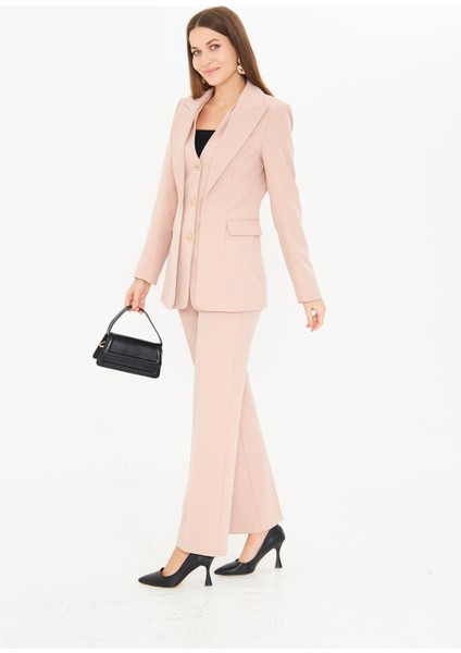 Yelek Görünümlü 3 Gold Düğme Takım Bej fiyatları