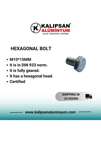 Altı Köşe Başlı Civata M10*15 mm (50 Adet)