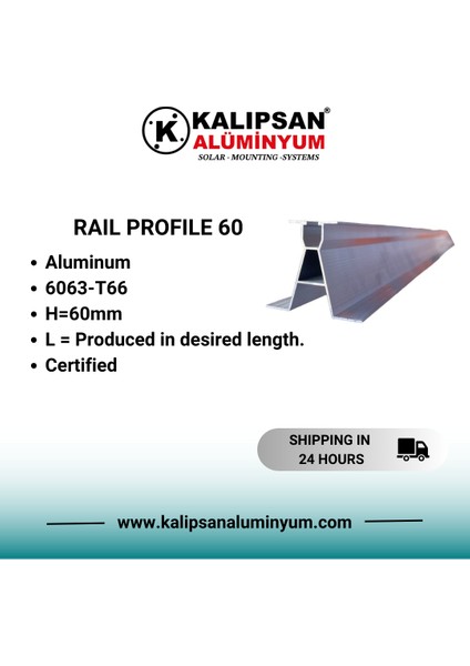 60'lık Aşık Ray Profili 2000 mm x 3 Adet