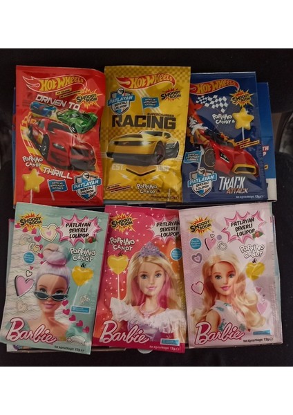 Shoogy Boom Barbie ve Arabalı Patlayan Şekerli Lolipop KIZ18 Erkek 18=36ADET